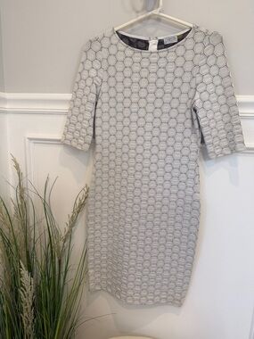 Christin Michaels White Patterned Midi Dress